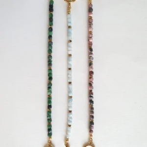 Bracelet eos 1 tour en pierre gemme naturelle. 3 modèles disponibles. Vue d'ensemble